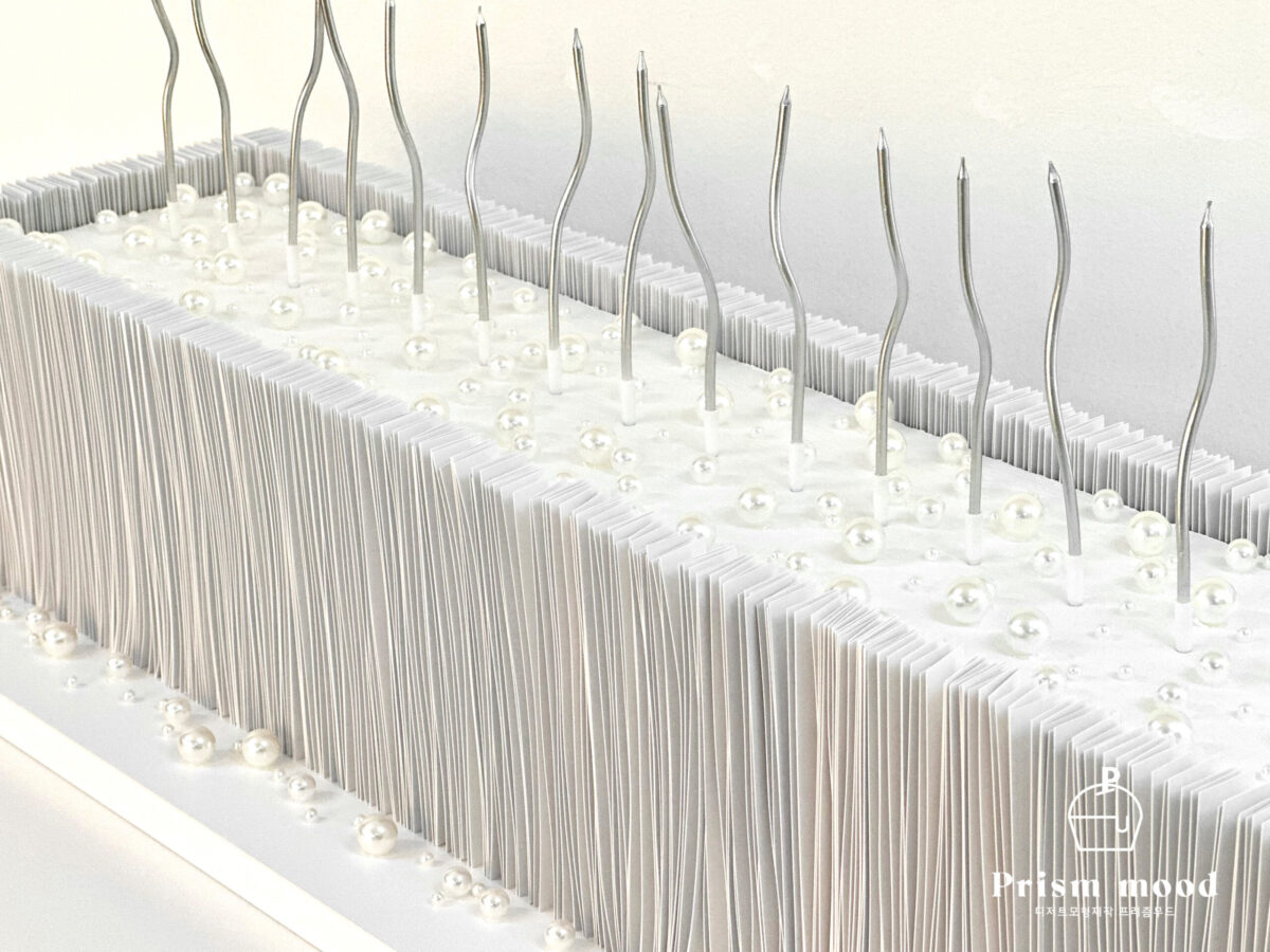 레이어드 대형 진주 케이크 모형 행사 디스플레이용 디테일