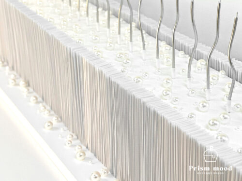 레이어드 대형 진주 케이크 모형 행사 연출용 질감 표현