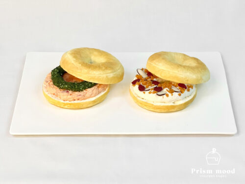 바질토마토 어니언크림치즈 베이글 모형 제작 예시