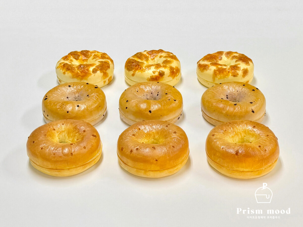 치즈 어니언 블루베리 베이글 모형 제작 예시