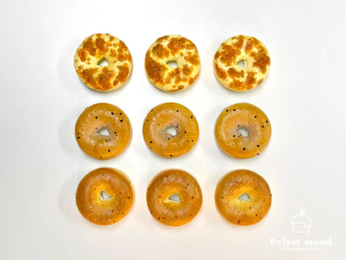 치즈 어니언 블루베리 베이글 모형 전체 형태 이미지