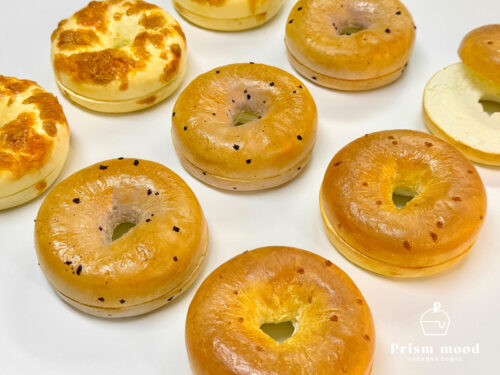 치즈 어니언 블루베리 베이글 모형 디테일