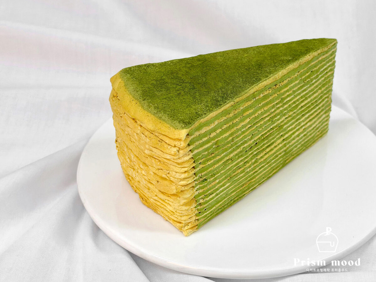 녹차크레이프 케이크 모형 질감 표현