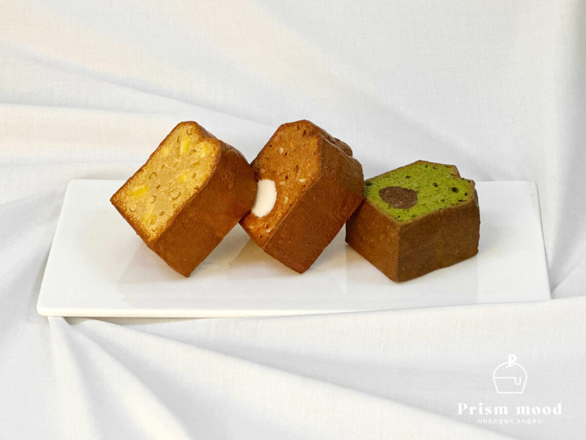 바나나 당근 말차 파운드케이크 모형 제작 예시