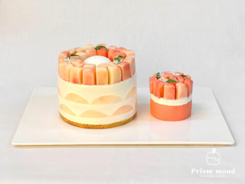 복숭아 홀케이크 모형 제작 예시