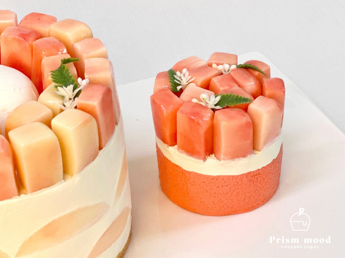 복숭아 홀케이크 모형 질감 표현