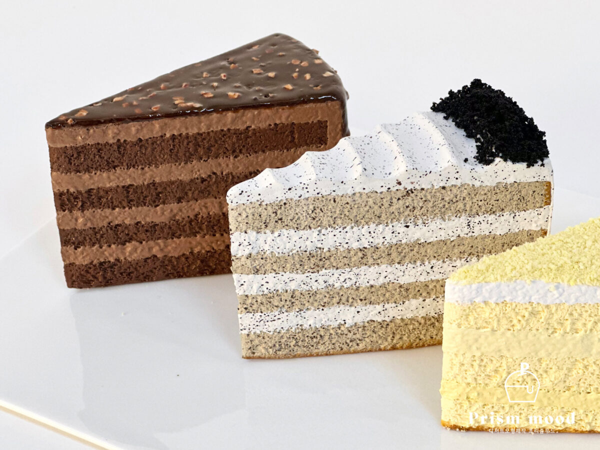 헤이즐넛 흑임자 고구마케이크 모형 질감 표현